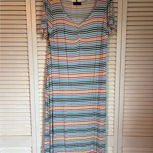 Lane Bryant Striped Multicolor V-Neck Dress